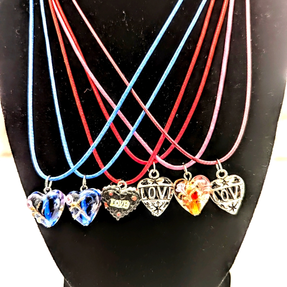 Six Heart Pendant Necklaces